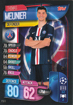 Thomas Meunier Paris Saint-Germain 2019/20 Topps Match Attax CL #PSG5